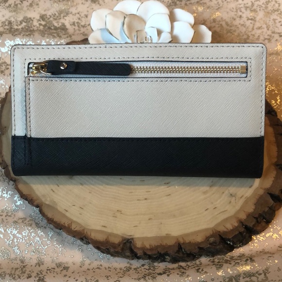 NWT KATE SPADE BLACK/CREAM COLORBLOCK STACY WALLET - Picture 3 of 5